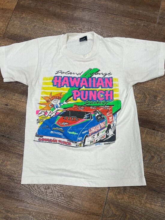 Screen Stars Best Other - Vintage Hawaiian Punch NHRA Funny Car Double Sided Tee USA